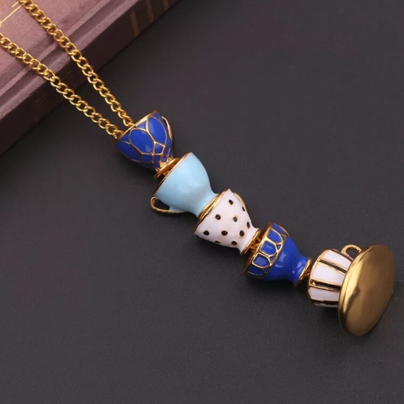 Mad Hatter tea cup stack necklace - Picture 5 of 7